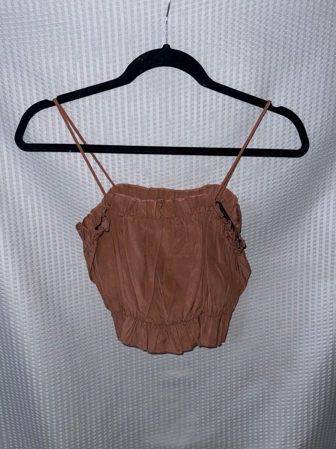 Brown Ruffle Tank Top
